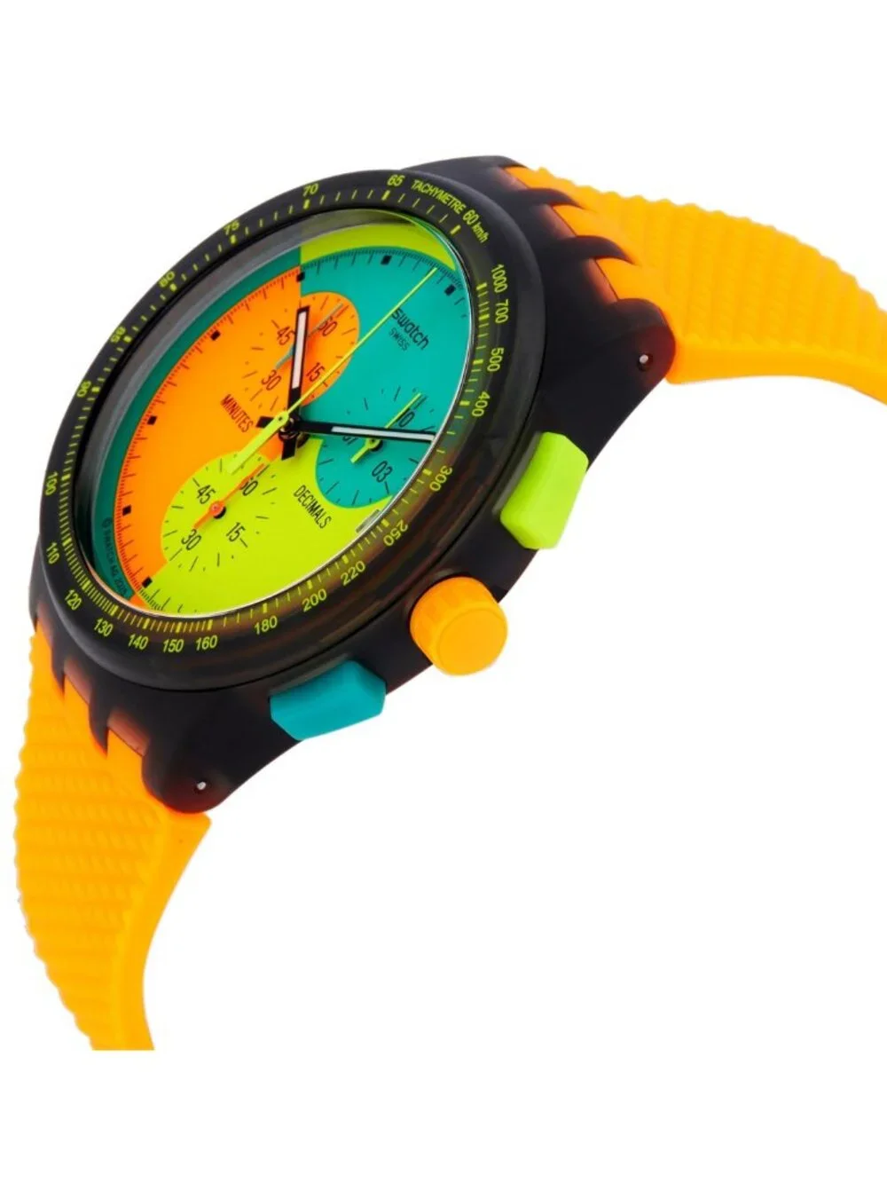 NWT Swatch Neon Signal Flag Chronograph Quartz Watch